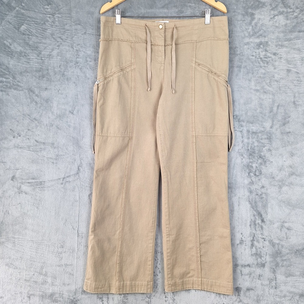 Vintage XCVI Wearables Pants Large Khaki Wide Leg Barrel Boho Cargo Distressed
